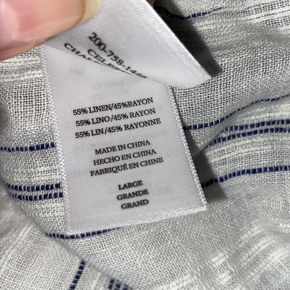 Rails Linen Blend Stripe Button Down Flare Blouse - Picture 6 of 8